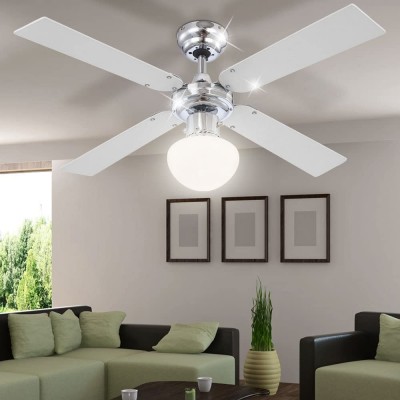 Indoor low profile ceiling fan with LED light ahd remote control-Dempsey 44 inch,white