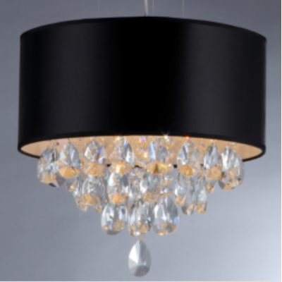 High Quality Fashionable Crystal Decoration Chandelier Black Color Fabric Shade Pendant Light