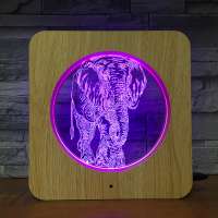 Touch switch frame table lamp elephant design 3d lamp usb cable charge indoor decoration lamp for room