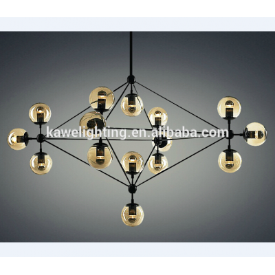 Pendant lamp Metal + amber clear glass